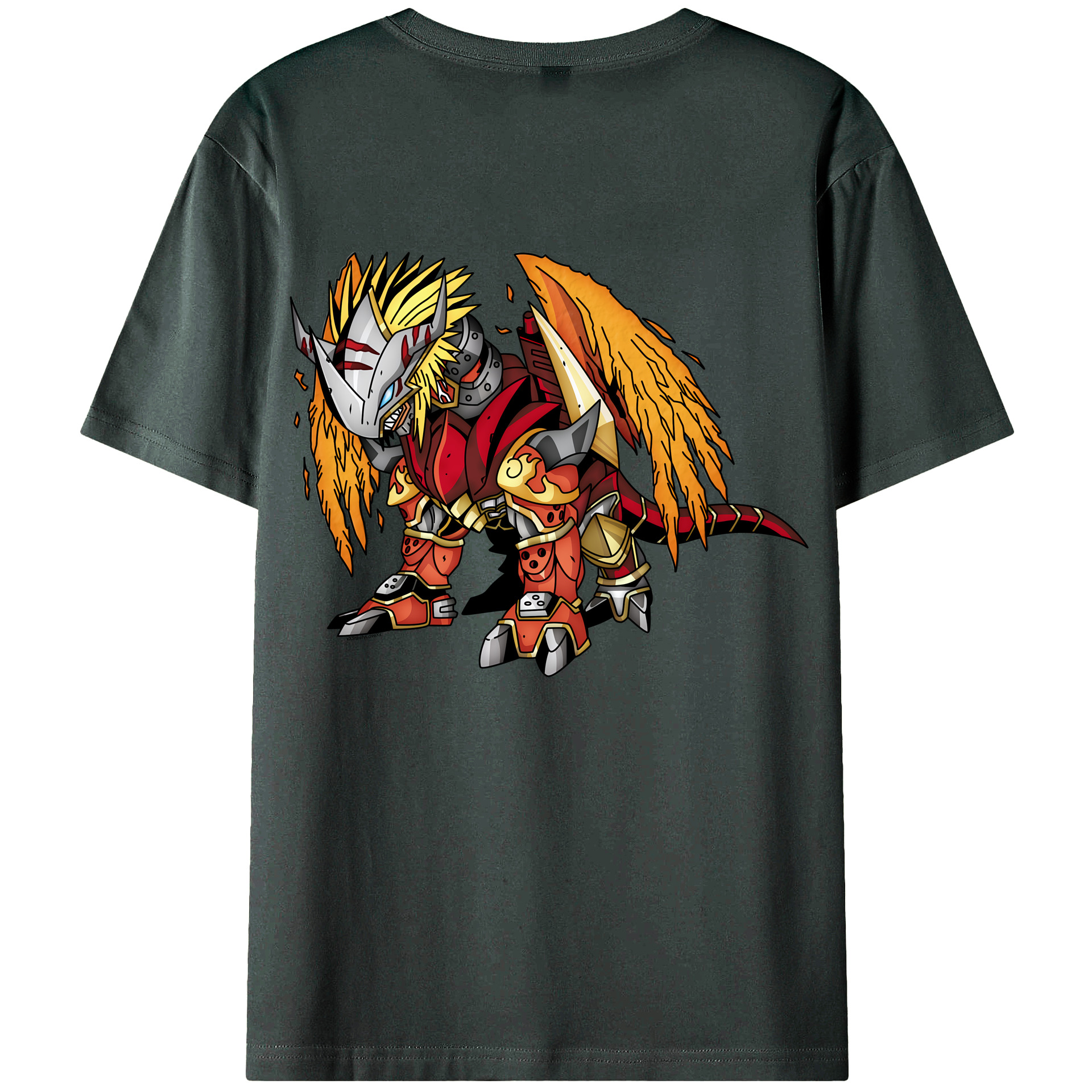 （画像用） Digimon デジタルモンスター/デジモン 綿100％ メンズ半袖Tシャツ（バックプリント） 通気性